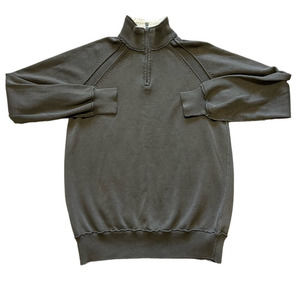 BKE Brown Quarter Zip Pullover Sweater Size L Sherpa Trimmed